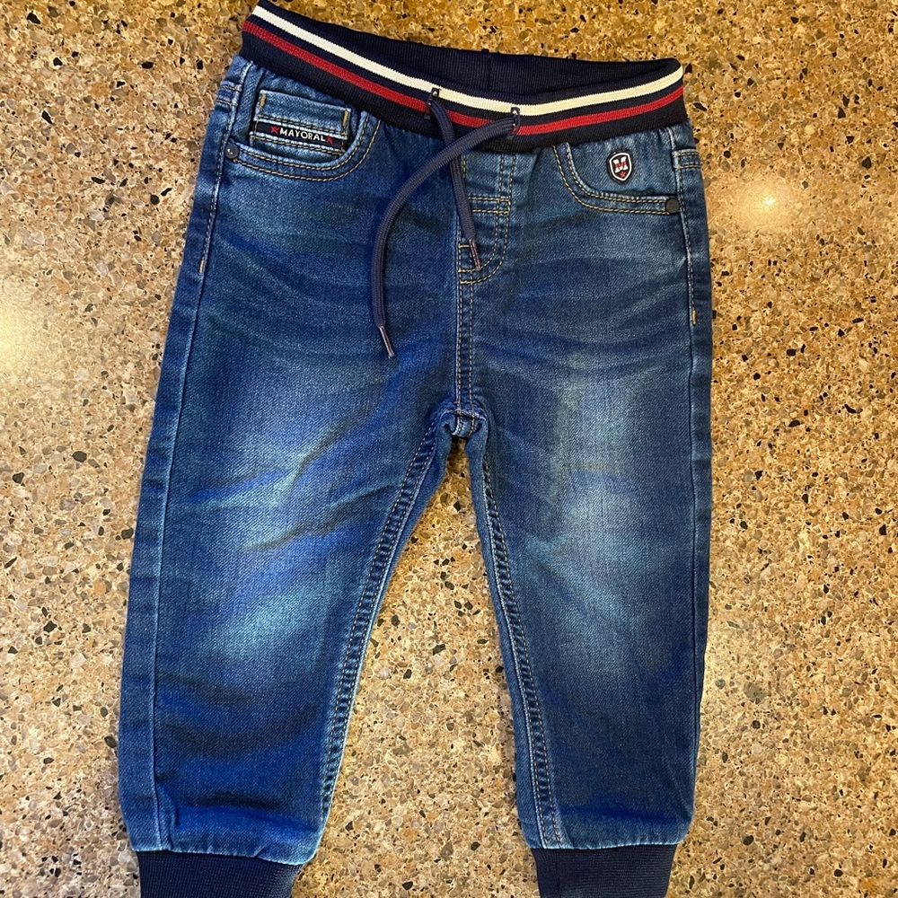 Mayoral Dark Blue Kids Jeans with Red Stripe